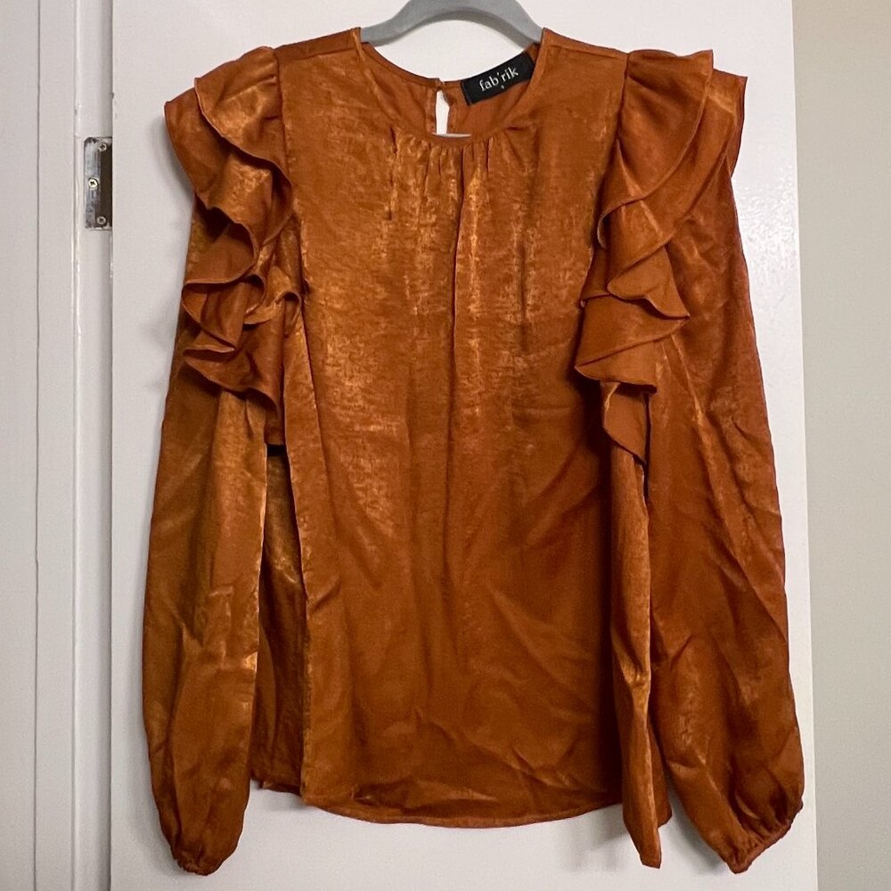 Fab'rik Long Sleeve Ruffle Shoulder Top